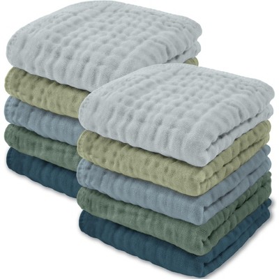 Baby Washcloths Muslin Cotton, Large 10”x10” by Comfy Cubs