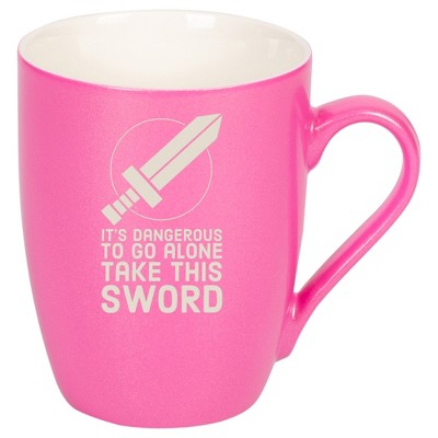 100 North Legendary Hero's 10 Ounce Pink Metallic Finish, Comfortably Fits Your Hands, New Bone China Coffee Tea Cup Mug, It's Dangerous To Go Alone