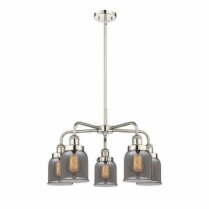 Bell - 5 Light Stem Hung Chandelier In Art Deco Style-14.75 Inches Tall and 23 Inches Wide - 1 of 1