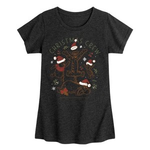 Girls' - Winnie the Pooh - Tigger, Pooh, Eeyore, & Piglet Christmas Crew Fitted Short Sleeve Graphic T-Shirt - 1 of 4