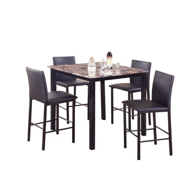 5pc Counter Height Dining Set Dinette Black - Benzara