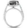 Pompeii3 3 1/3 Ct Black Diamond Halo Engagement Ring 14k White Gold - 2 of 4