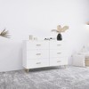 High Glossy Surface 6 Drawers Chest of Drawer with Golden Handle and Golden Steel Legs White Color Vanity - 3 of 4