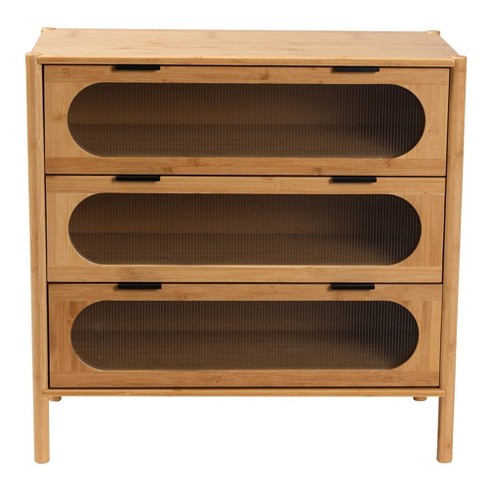 Natural Wooden Storage Cabinet with Drawers