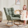 Teddy Fabric Nursery Rocking Chair w/ High Backrest & Side Pockets, Glider for Breastfeeding, Living Room - 2 of 4