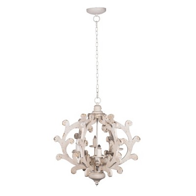 Country Carved Chandelier Vintage White - A&B Home