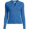 Lands' End Women's Cotton Pointelle Satin Trim Cardigan Sweater - 3 of 4