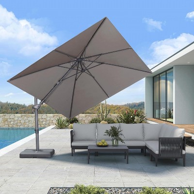 PURPLE LEAF Cantilever Patio Umbrella Outdoor Offset Umbrella with 3 Years Fade Resistance Recycled Fabric With Base