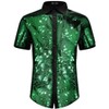 Lars Amadeus Men's Contrasting Color Short Sleeves Disco Party Sparkly Sequins Shirt - 2 of 4
