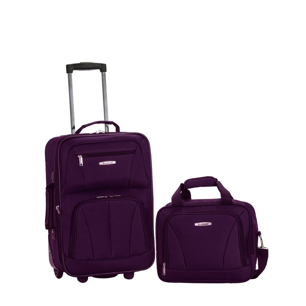 Photos - Luggage Rockland Fashion 2pc Softside Carry On  Set - Purple 