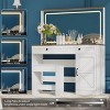 KTMBDW Makeup Vanity Desk with Lights, Large Mirror, White Vanity with 2 Drawers & 1 Cabinet, 3 Lighting Color Adjustable, Bedroom, White with Stool - 3 of 4