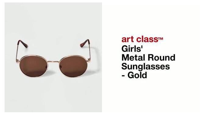 Girls&#39; Metal Round Sunglasses - art class&#8482; Gold, 2 of 5, play video