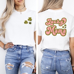 Simply Sage Market Women's Lucky Mama Retro Clovers Short Sleeve Garment Dyed Tee - 1 of 4