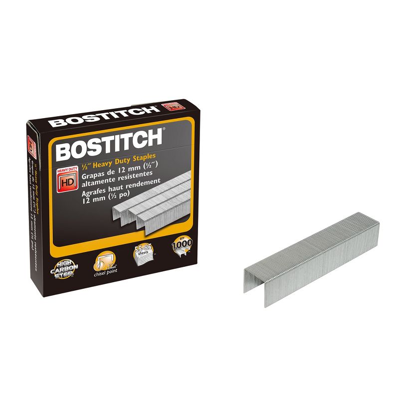 Bostitch Premium Heavy Duty Staples, 1/2", 1000 Per Pack, 3 Packs, 2 of 5