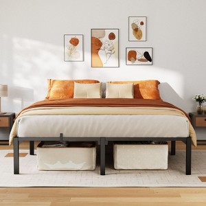 Bed Frame, Metal Platform, bearing 800 Lbs Capacity, Tool-Free Assembly with Reinforced Iron Slats & Legs - 1 of 4