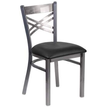Emma and Oliver Clear Coated "X" Back Metal Restaurant Dining Chair