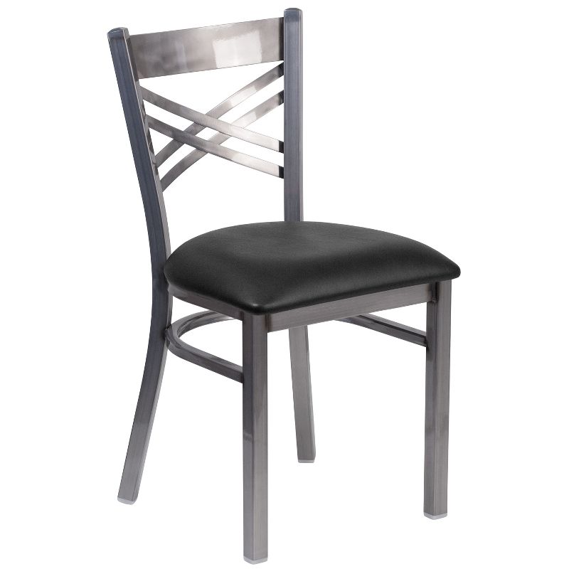 Emma and Oliver Clear Coated "X" Back Metal Restaurant Dining Chair, 1 of 11