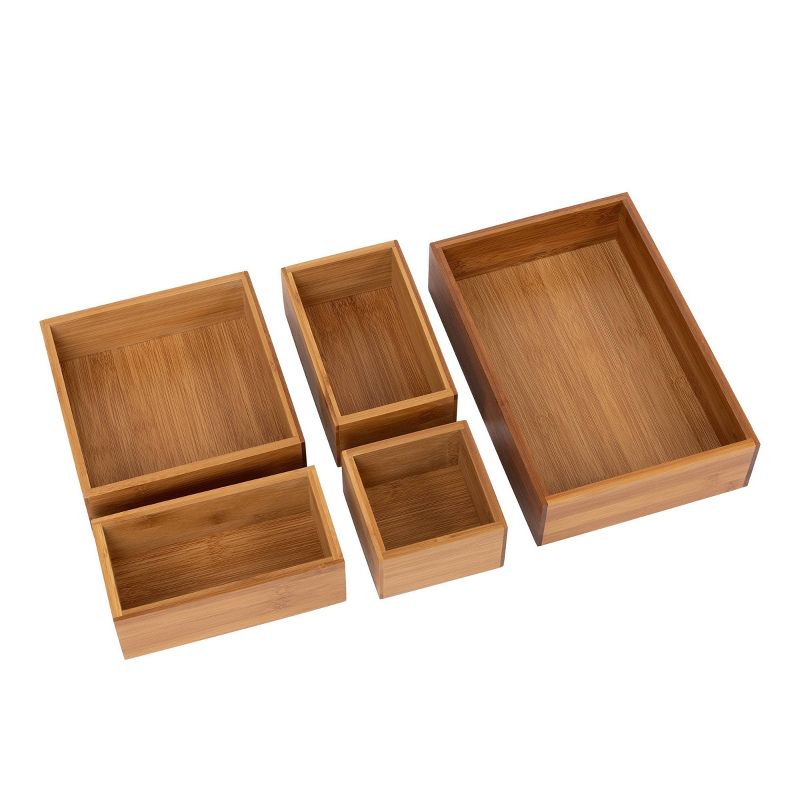 Seville Classics 5pc Assorted Sizes Bamboo Organizer Boxes, 1 of 14