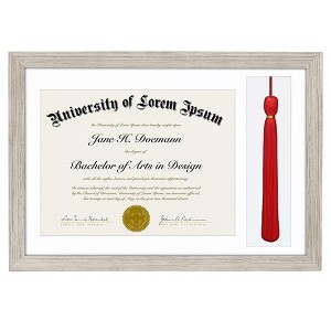 Americanflat 11x16 Graduation Frame with tempered shatter-resistant glass - 2 Opening Mat Displays 8.5"x11" Diploma or Certificate - 1 of 4
