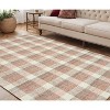 Pink And Ivory Wool Plaid Hand Tufted Area Rug - 2 of 4