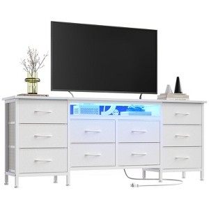 63 Inch Long Dresser with 10 Fabric Drawers and Entertainment Center TV Stand for 65-75 Inch TVs - 1 of 4