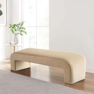 60"End Of Bed Bench King Size,Velvet Bedroom Bench Seat Waterfall Bench,Breakfast Nook Bench,Window Bench In The Living Room,Bedroom-Cuddlewood