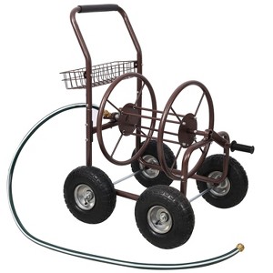 Expressions Metal Hose Reel Cart with Wheels - Heavy Duty Hose Caddie - 250 Ft Hose Capacity - 1 of 4