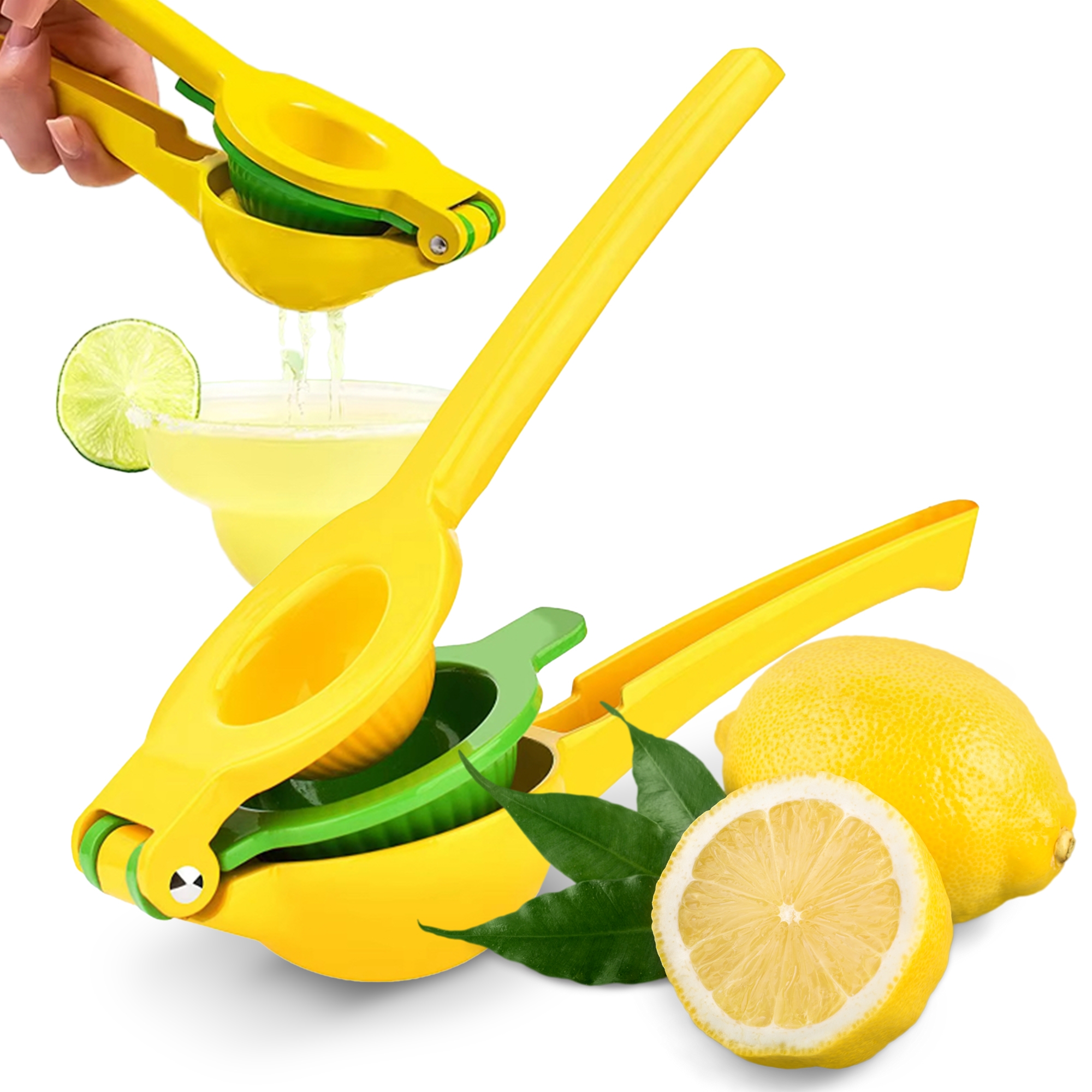 Cheer Collection Heavy Duty and BPA-Free Lemon Lime Squeezer with Built-in Strainers