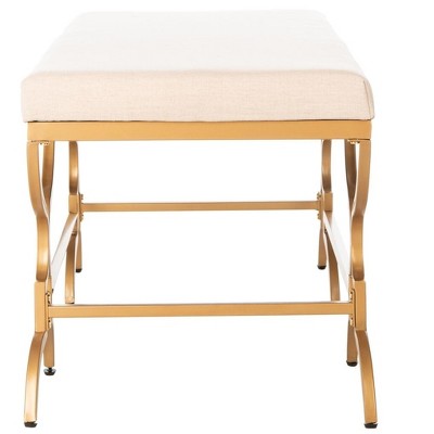 Juliet 46'' Beige Linen and Liquid Gold Rectangular Bench