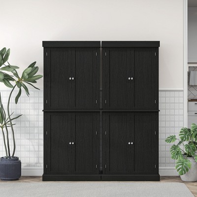 Homcom 72" Traditional Freestanding Kitchen Pantry Cupboard with 2 Cabinet, and Adjustable Shelves, Black Wood Grain — фото 6