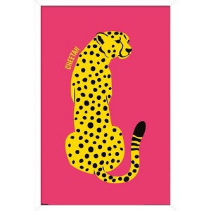 Trends International Reinders: Animals - Yellow Cat (Cheetah) Framed Wall Poster Prints White Framed Version 22.375" x 34" - 1 of 4