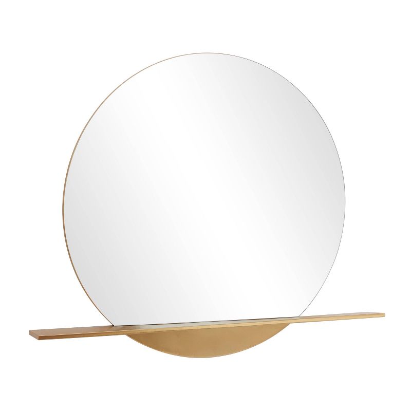 Metal 1 Shelf Wall Round Mirror Gold - CosmoLiving by Cosmopolitan, 2 of 6
