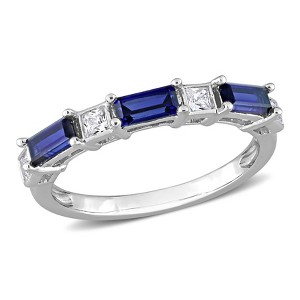 EVERLY JEWELRY | Sterling Silver 1 3/8 CT TGW Created Blue Sapphire Created White Sapphire Fashion Ring - 1 of 4