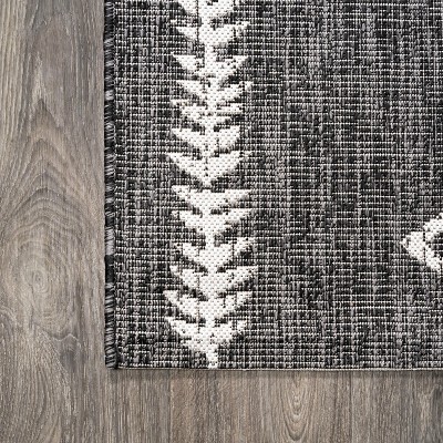 Handmade Boho-Chic Black/Ivory Diamond Trellis Synthetic Rug - 2x8 Feet