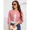Womens Casual Business Cropped Blazer Jacket 3/4 Sleeve Collarless Open Front Cardigan Work Shrug - 3 of 4