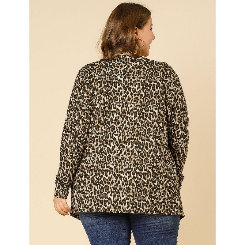 Agnes Orinda Women's Plus Size Leopard Spots Asymmetric Open Front Fashion Cardigans, 6 of 9