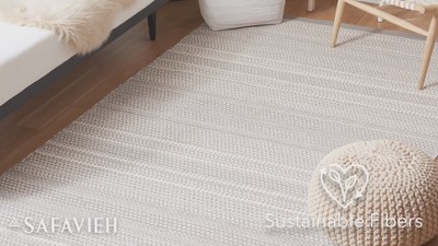 Gray and Beige Handwoven Wool Striped 8' x 10' Area Rug