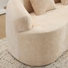 Wooakway 67" White Upholstered Loveseat with Round Armrest Teddy Velvet Compression Couch with 2 Pillows - 3 of 4
