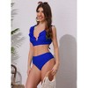 INSPIRE CHIC Women's Ruffle Trim V Neck Wide Strap Leopard Bikini Sets, Drawstring Tie Back Top Triangle Bottom 1 Set - 4 of 4