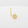 Jewelry Avalanche 20G 14K Yellow Gold Sunflower L-shape Nose Ring Stud - 3 of 4