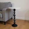HomeRoots 25" White and Black Marble and Aluminum Round Pedestal End Table - 2 of 4