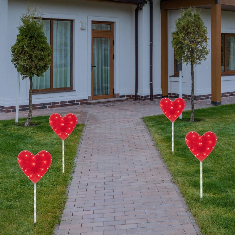 Northlight 4ct Red Heart Valentine's Day Pathway Marker Lawn Stakes, Clear Lights, 2 of 4