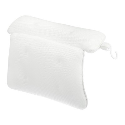 Unique Bargains Relax Bathtub Cushion Bath Pillow For Head Neck and Back  With 6 Suction Cups White