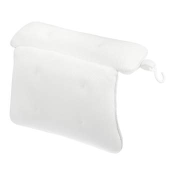 Unique Bargains Relax Bathtub Cushion Bath Pillow For Head Neck and Back With 6 Suction Cups White
