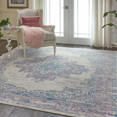 Handmade Ivory Medallion Rectangular Synthetic Rug