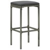 vidaXL Bar Stools with Cushions 2 pcs Gray Poly Rattan - 2 of 4