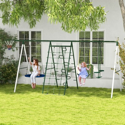 VYNXARIA 528 lbs Swing Set for Backyard, 5 in 1 Heavy-Duty A-Frame Stand Outdoor Playset for Kids