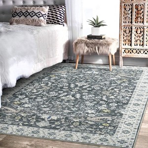 Machine Washable Area Rugs, Vintage Printed Accent Carpet with Non-Slip Backing, Stain-Resistant Oriental Floor Carpet, Foldable Low Pile Carpet Mat - 1 of 4