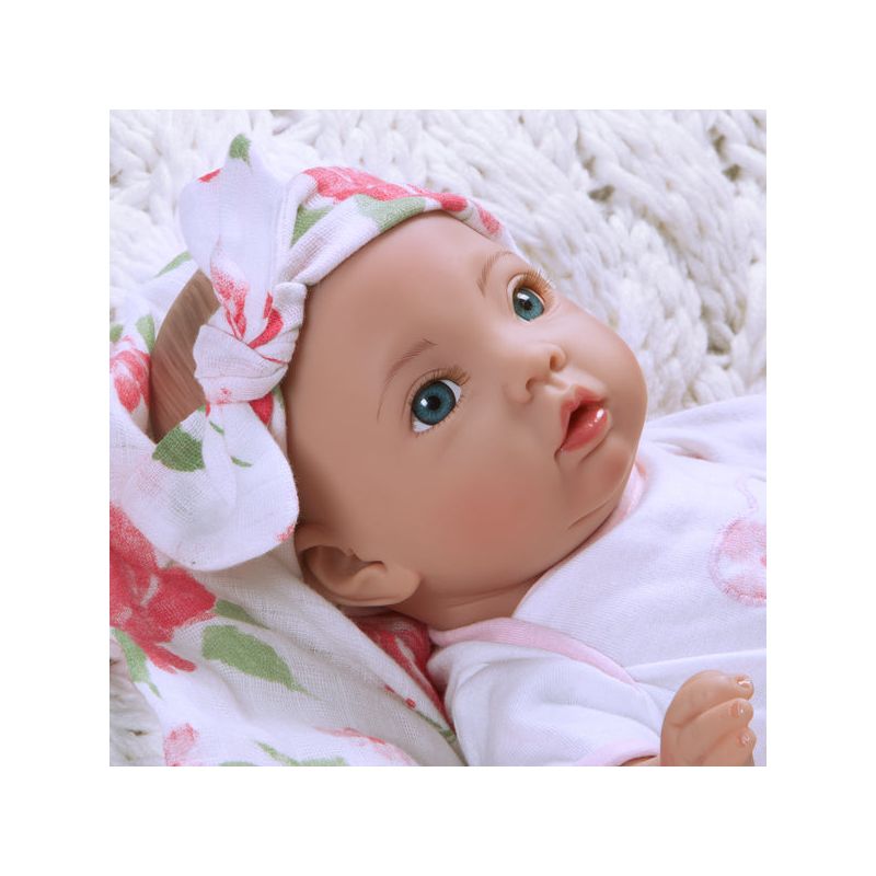 Paradise Galleries Newborn Baby Doll 16 inch Reborn Preemie, Swaddlers: Rose Petal, Safety Tested for 3+, 4-Piece Set, 3 of 8