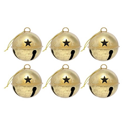 Haute Decor Jingle Bell Christmas Tree Ornaments, Large Size 3.35-inch  Diameter, 6-Pack - Assorted Colors (Silver/Steel, Red, & Green), Includes